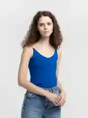 Синий топ женский, на тонких бретелях