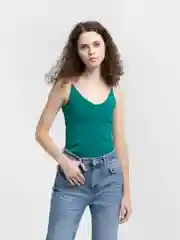Зеленый топ женский, на тонких бретелях