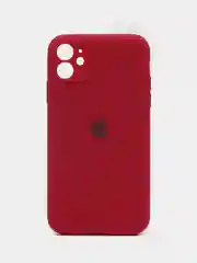 Вишнёвый чехол Silicone Case iPhone 11 с защитой камеры с бархатной подкладкой