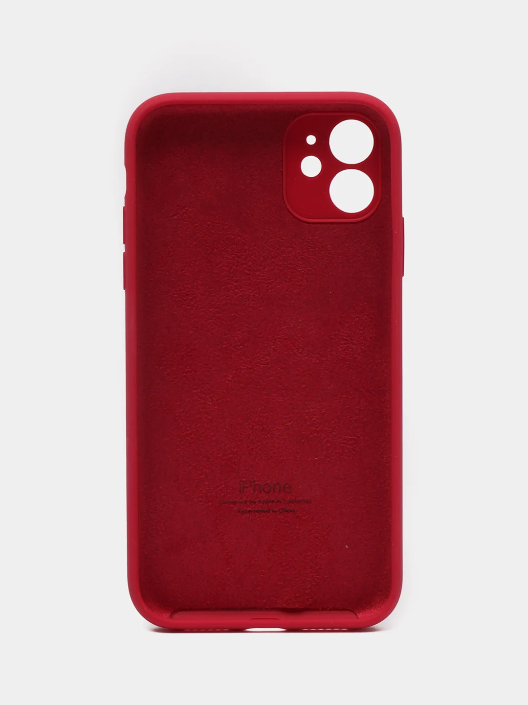Вишнёвый чехол Silicone Case iPhone 11 с защитой камеры с бархатной подкладкой