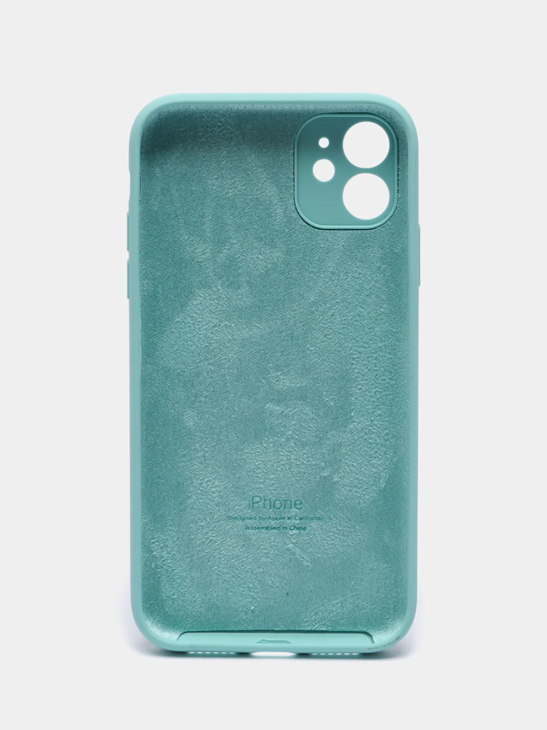 Бирюзовый чехол Silicone Case iPhone 11 с защитой камеры с бархатной подкладкой