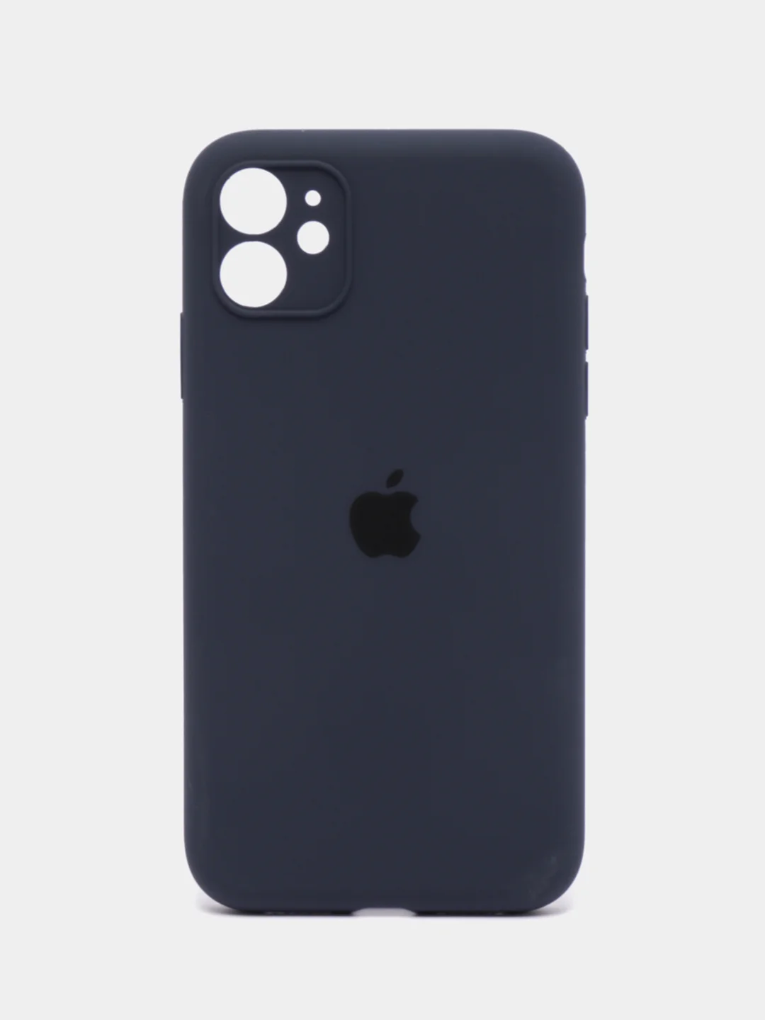 Темно-синий чехол Silicone Case iPhone 11 с защитой камеры с бархатной подкладкой