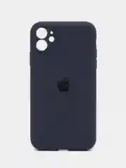 Темно-синий чехол Silicone Case iPhone 11 с защитой камеры с бархатной подкладкой