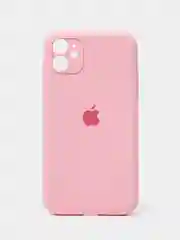 Розовый чехол Silicone Case iPhone 11 с защитой камеры с бархатной подкладкой