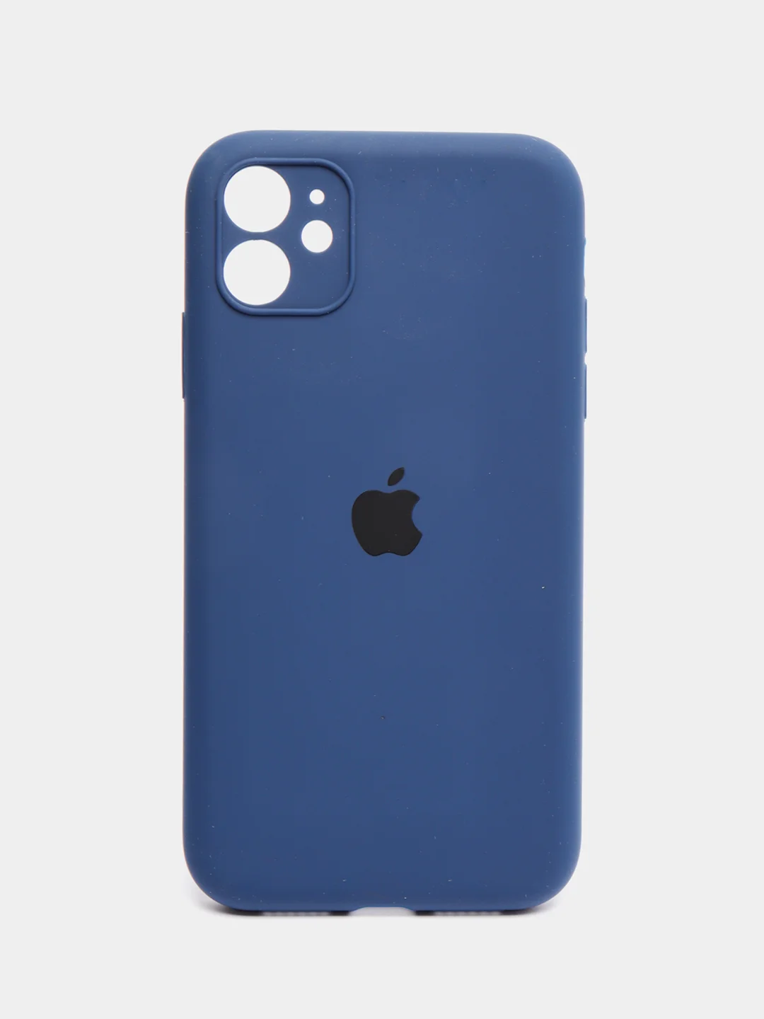 Синий чехол Silicone Case iPhone 11 с защитой камеры с бархатной подкладкой