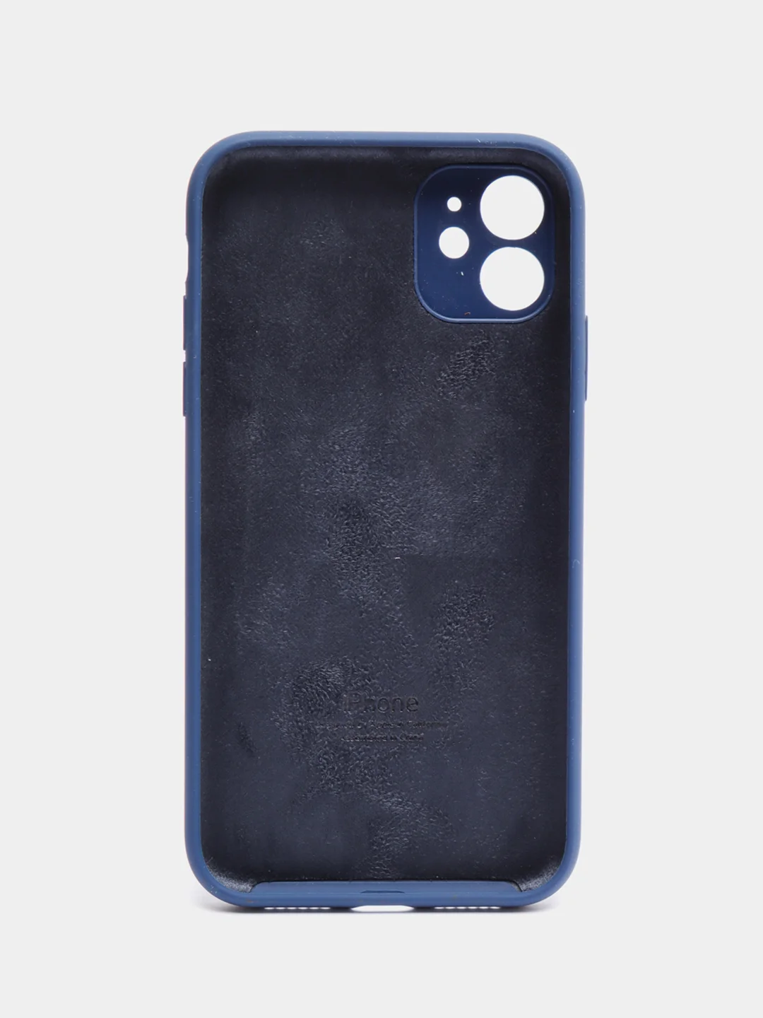 Синий чехол Silicone Case iPhone 11 с защитой камеры с бархатной подкладкой