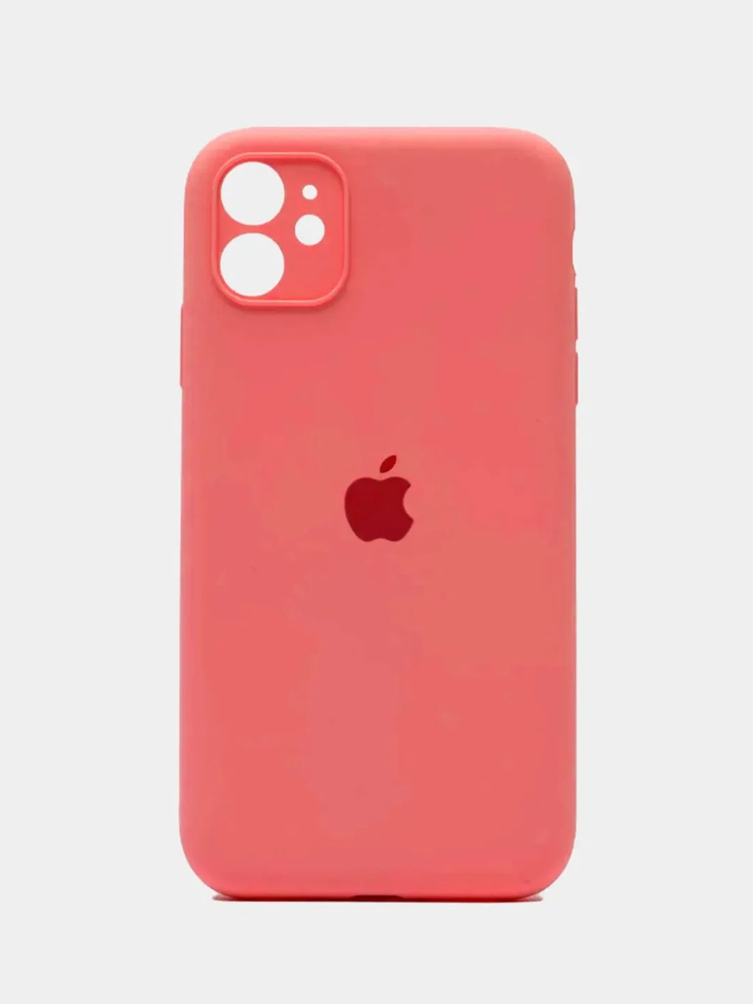 Кораллово-розовый чехол Silicone Case iPhone 11 с защитой камеры с бархатной подкладкой