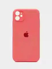 Кораллово-розовый чехол Silicone Case iPhone 11 с защитой камеры с бархатной подкладкой
