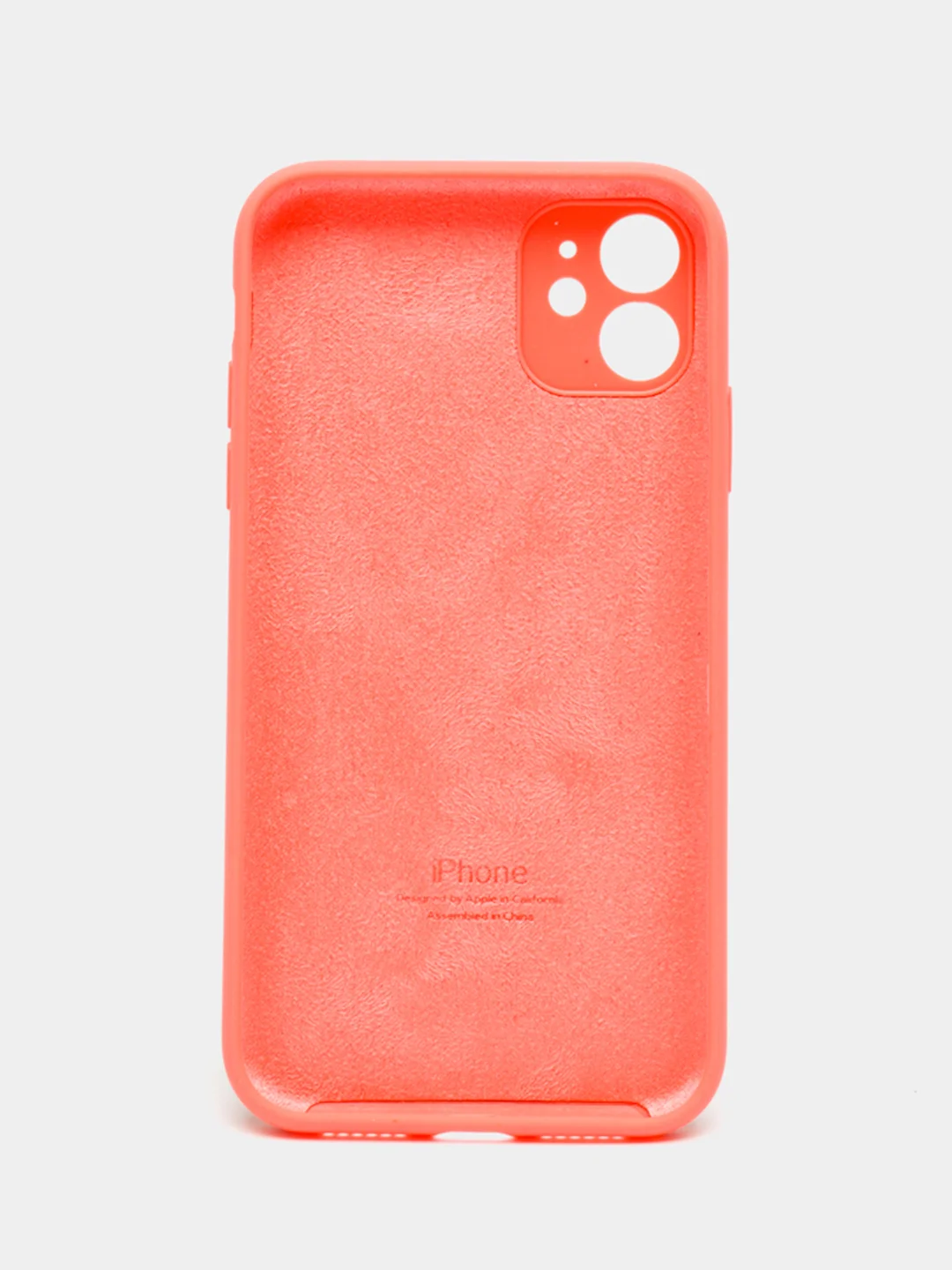 Кораллово-розовый чехол Silicone Case iPhone 11 с защитой камеры с бархатной подкладкой