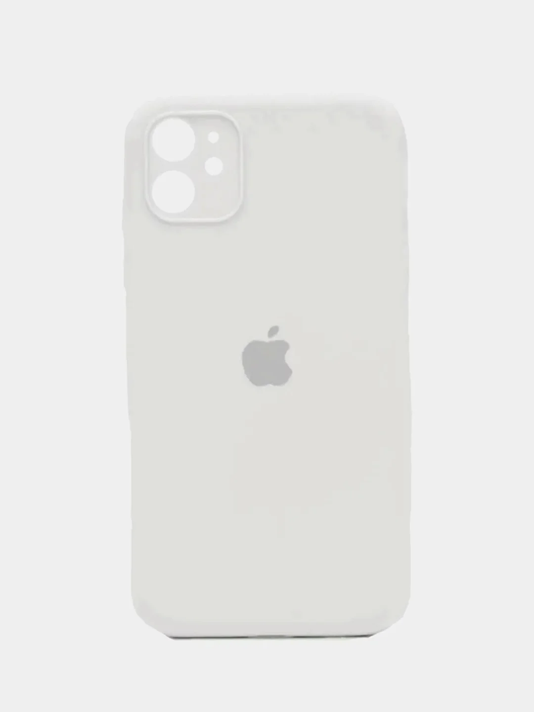 Белый чехол Silicone Case iPhone 11 с защитой камеры с бархатной подкладкой