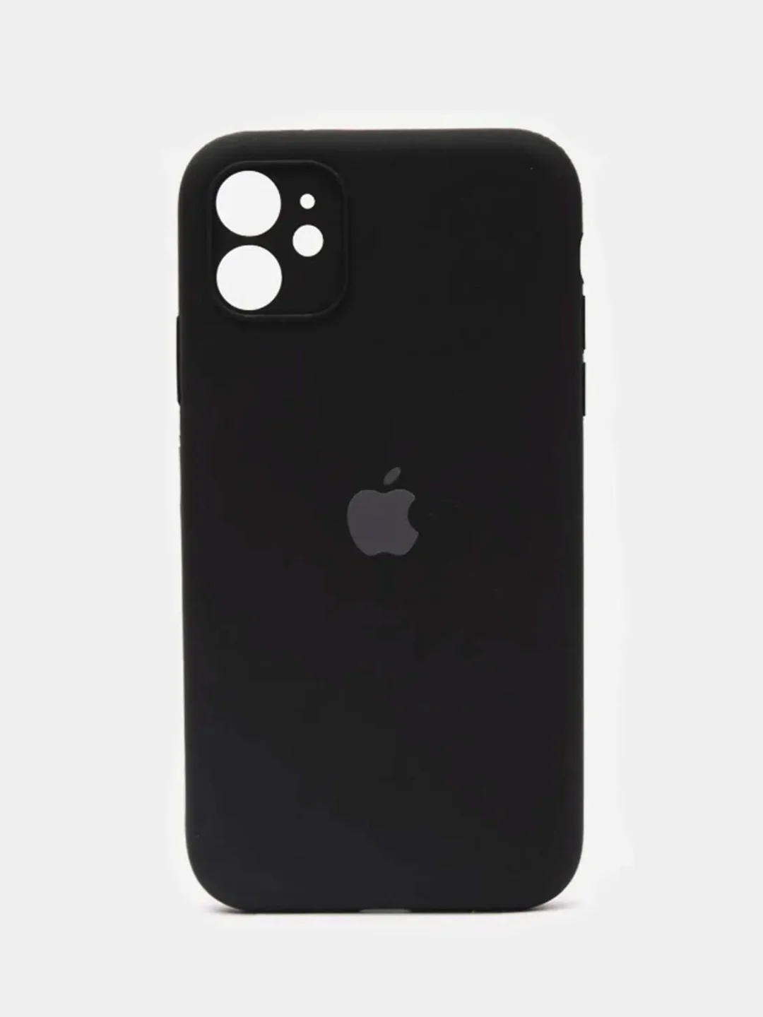 Черный чехол Silicone Case iPhone 11 с защитой камеры с бархатной подкладкой