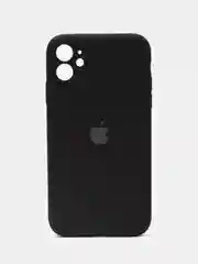 Черный чехол Silicone Case iPhone 11 с защитой камеры с бархатной подкладкой