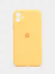 Желтый чехол Silicone Case iPhone 11 с защитой камеры с бархатной подкладкой