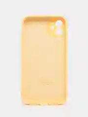 Желтый чехол Silicone Case iPhone 11 с защитой камеры с бархатной подкладкой