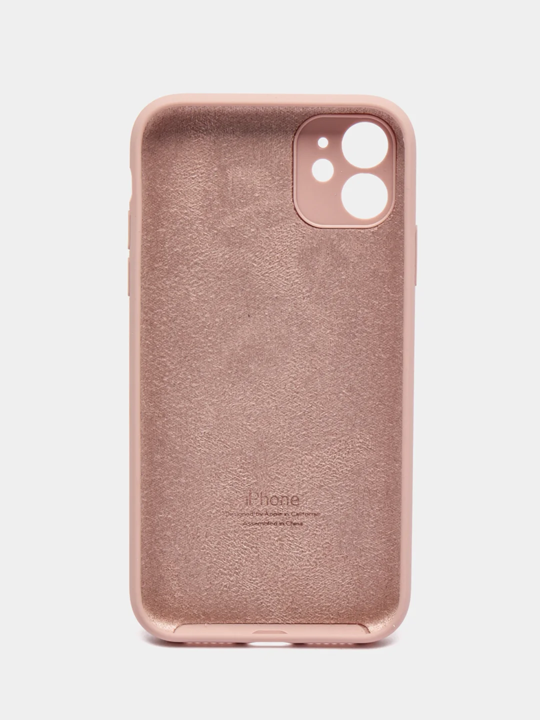 Бежевый меланж чехол Silicone Case iPhone 11 с защитой камеры с бархатной подкладкой