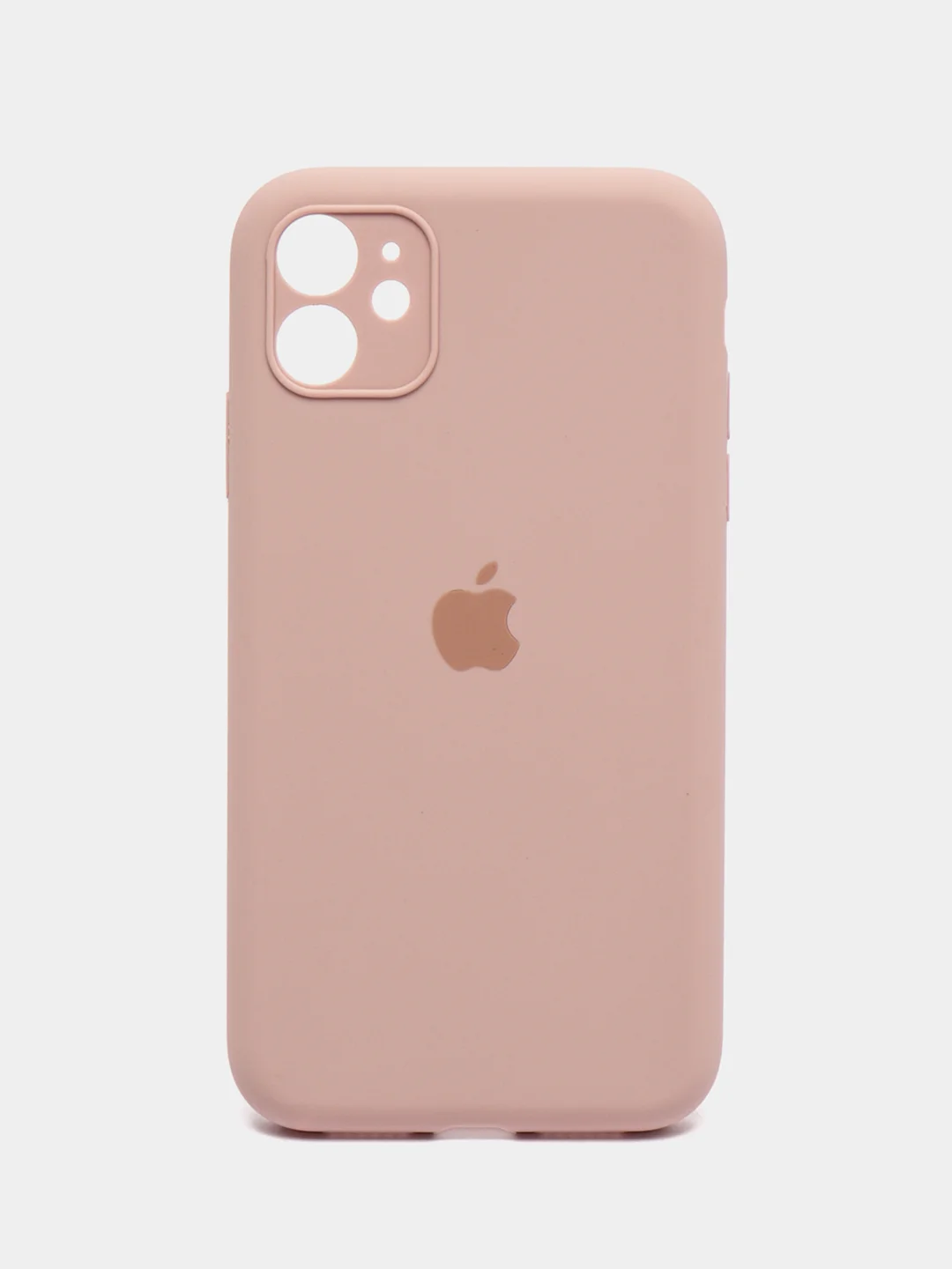 Бежевый меланж чехол Silicone Case iPhone 11 с защитой камеры с бархатной подкладкой