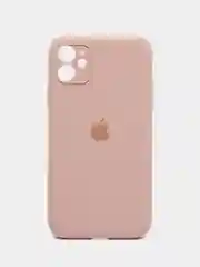 Бежевый меланж чехол Silicone Case iPhone 11 с защитой камеры с бархатной подкладкой