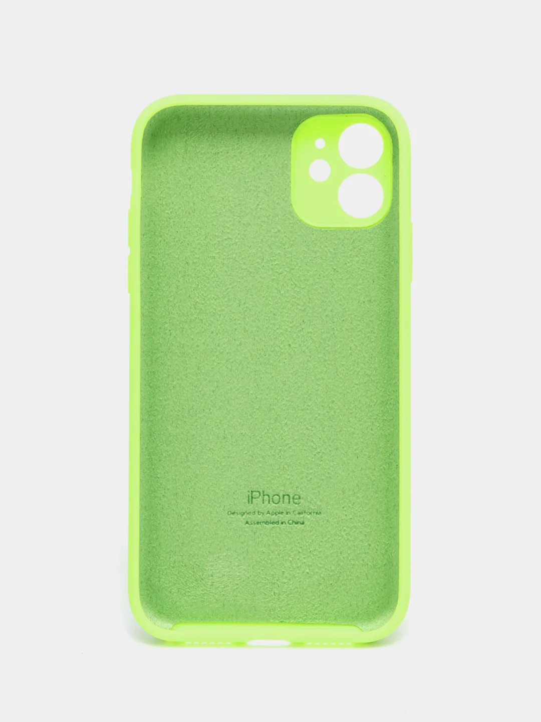 Лайм чехол Silicone Case iPhone 11 с защитой камеры с бархатной подкладкой