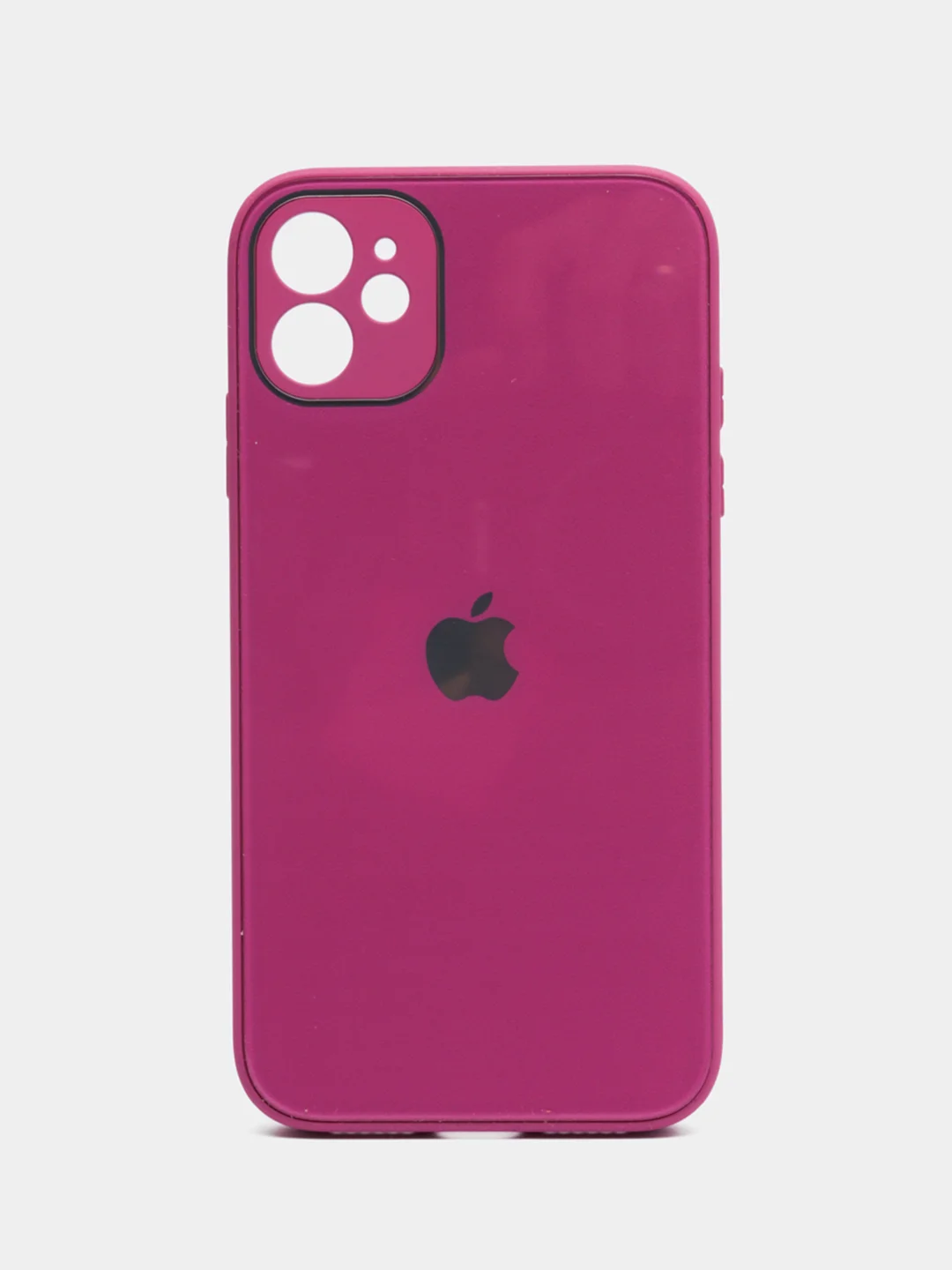 Тёмно-розовый чехол для iPhone 11, силиконовый, со стеклянной панелью