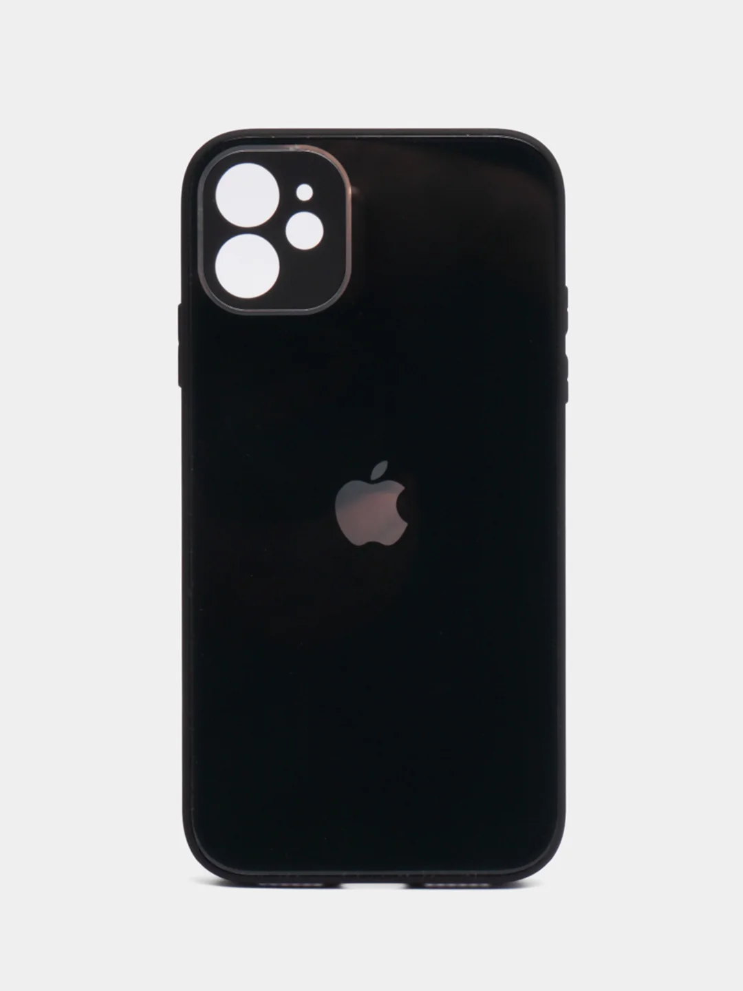 Черный чехол для iPhone 11, силиконовый, со стеклянной панелью