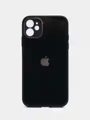 Черный чехол для iPhone 11, силиконовый, со стеклянной панелью