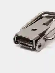 Серебряный замок-защелка на ящик "Лягушка Z15", накидной, с проушиной, 90*30*14 мм
