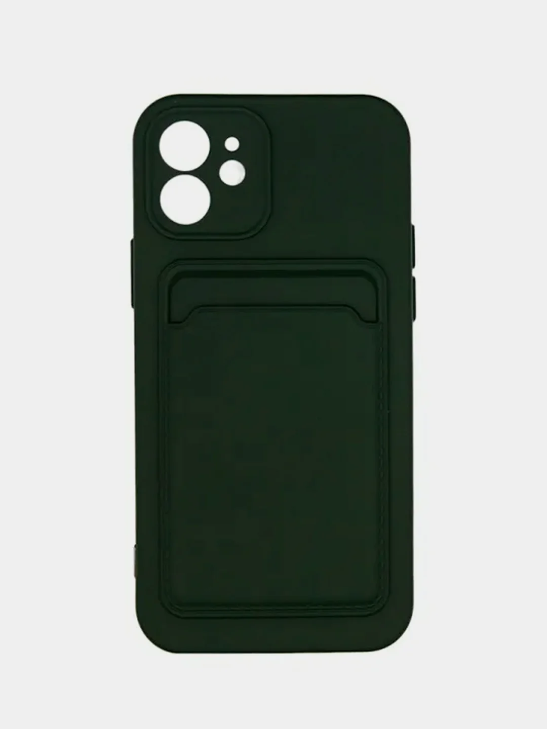 Зеленый чехол силиконовый с карманом для карты на iPhone