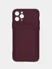 Бордовый чехол силиконовый с карманом для карты на iPhone