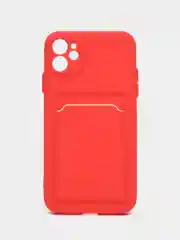 Красный чехол силиконовый с карманом для карты на iPhone