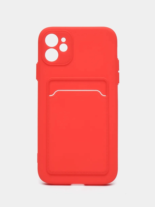 Чехол силиконовый с карманом для карты на iPhone