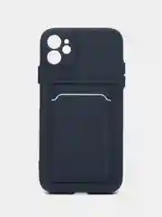 Синий чехол силиконовый с карманом для карты на iPhone