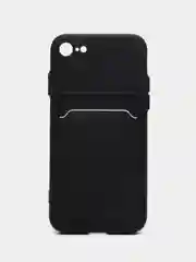 Черный чехол силиконовый с карманом для карты на iPhone