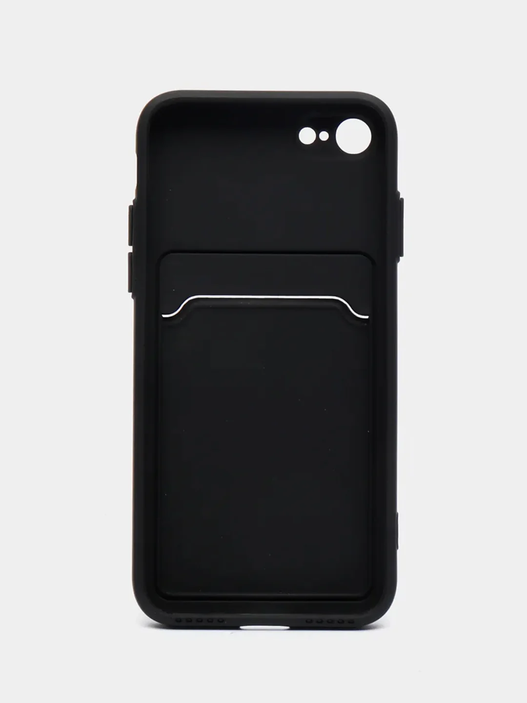 Черный чехол силиконовый с карманом для карты на iPhone