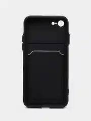 Черный чехол силиконовый с карманом для карты на iPhone