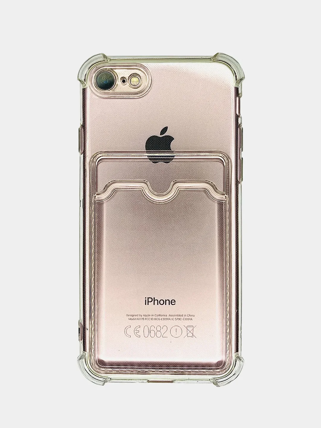 Чехол с карманом для карт на iPhone 11,12,13,14,Pro,Max,mini,7,8,7+,8+,X,XS,XR, прозрачны