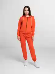 Оранжевый спортивный костюм, женский, с капюшоном
