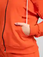 Оранжевый спортивный костюм, женский, с капюшоном