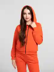 Оранжевый спортивный костюм, женский, с капюшоном