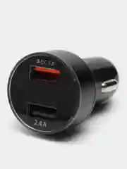 Черный автомобильное зарядное устройство, быстрая зарядка QC 3.0, 2 USB