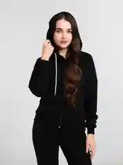 Черный спортивный костюм, женский, с капюшоном