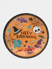Желтый набор тарелок бумажный  "Вечеринка Хэллоуин", 18 см, 6 штук "Halloween"
