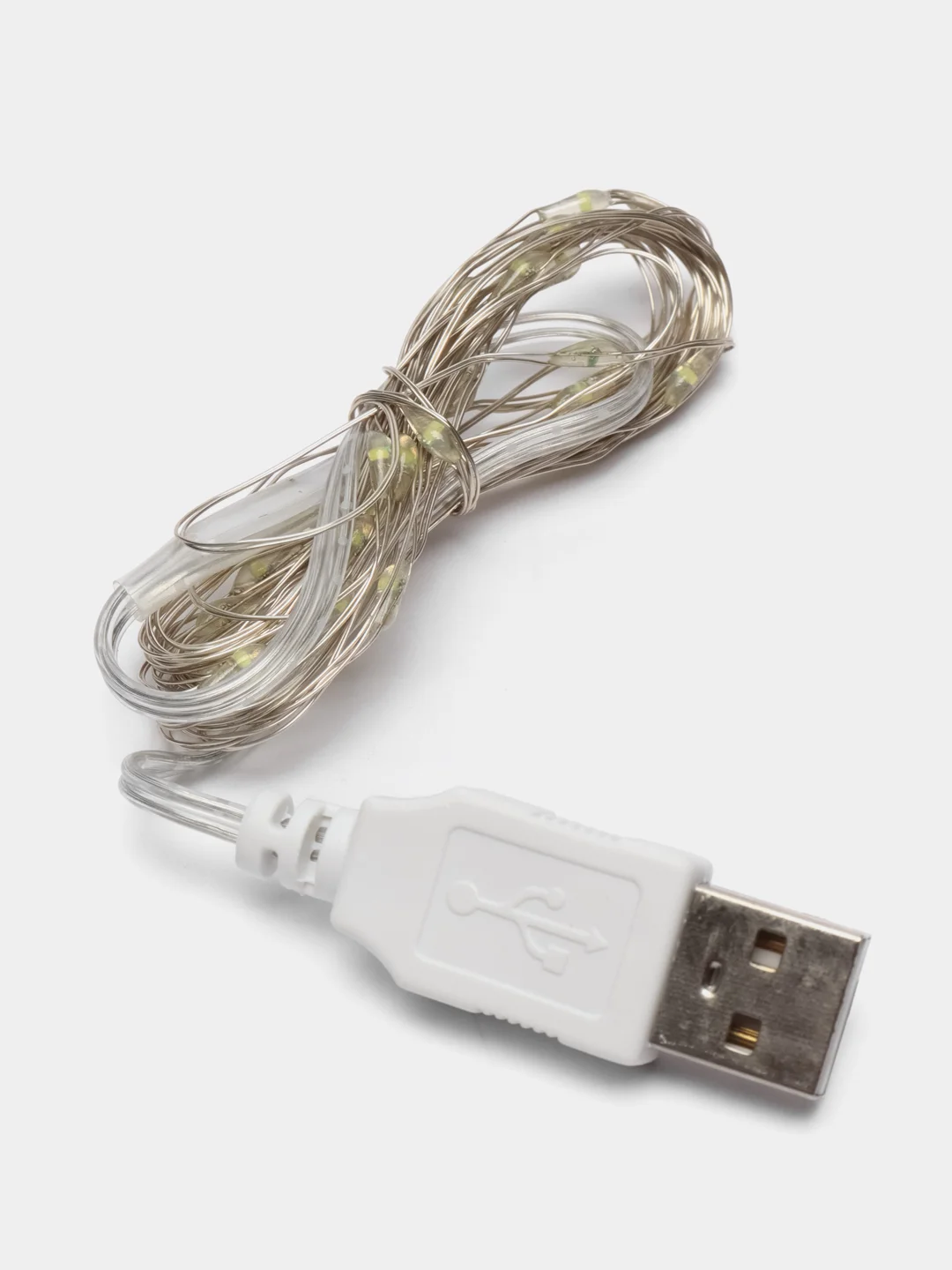 Белый гирлянда светодиодная USB, гибкая нить Роса