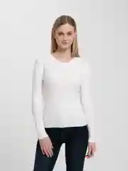 Белый свитер женский, вязаный, с круглым вырезом
