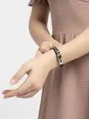 Серебряный браслет женский, силиконовый