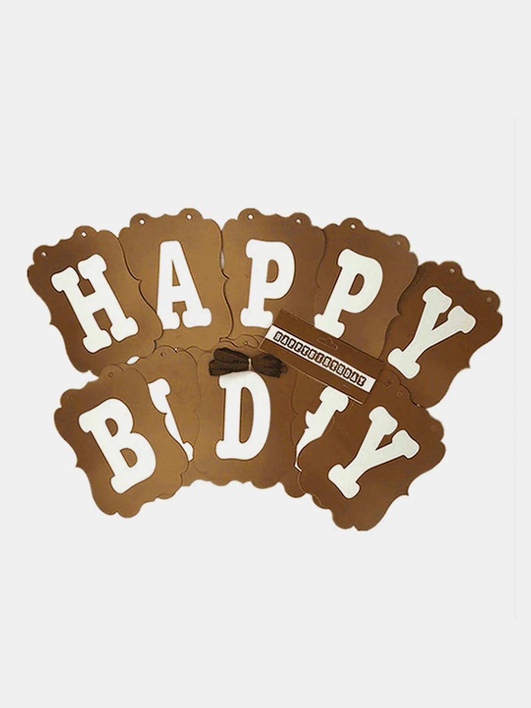 Коричневый гирлянда-растяжка и флажки  "Happy Birthday" 26 видов
