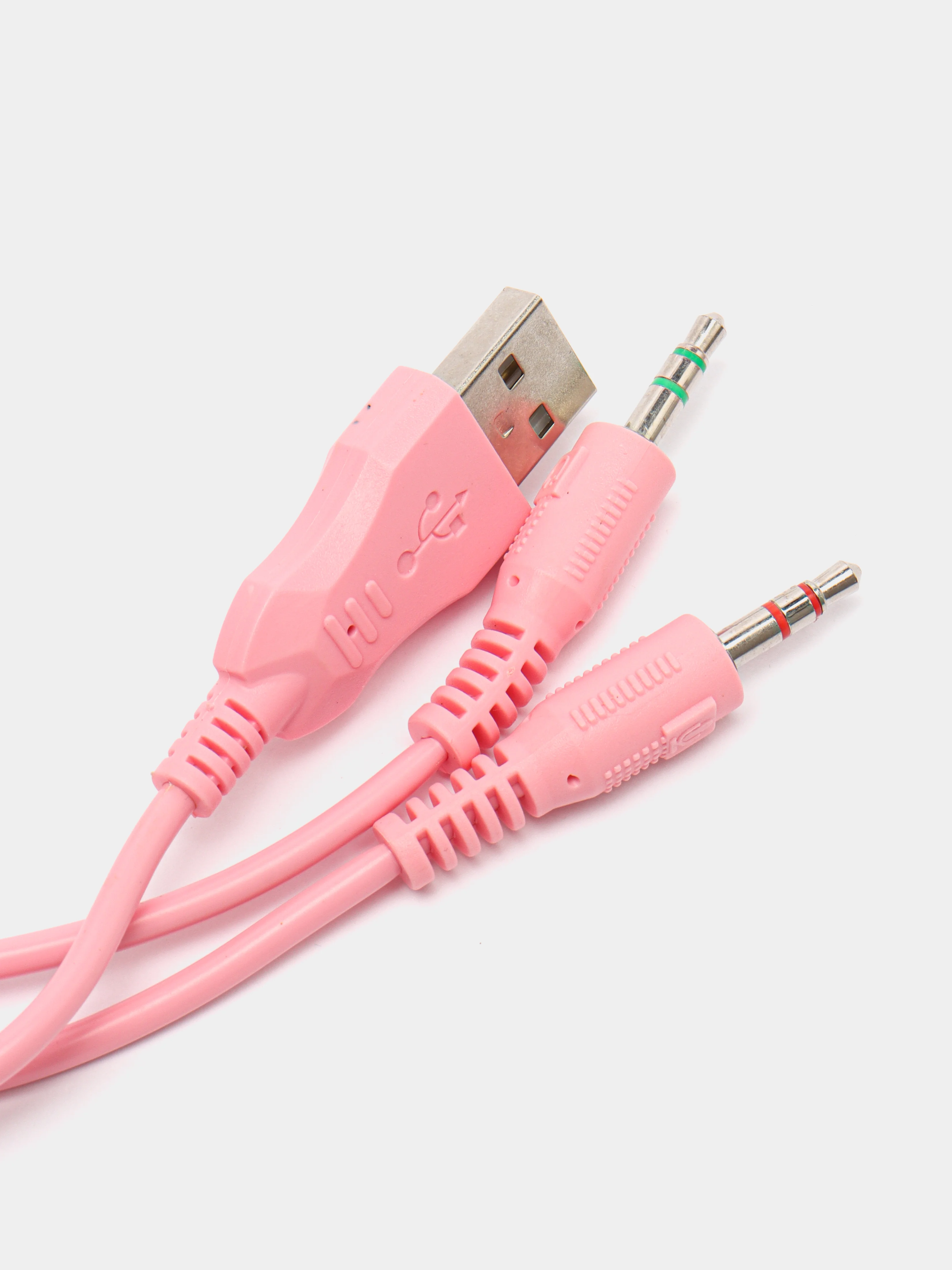 Розовый наушники игровые, с микрофоном, RGB подсветкой и объемным звуком, 2 цвета