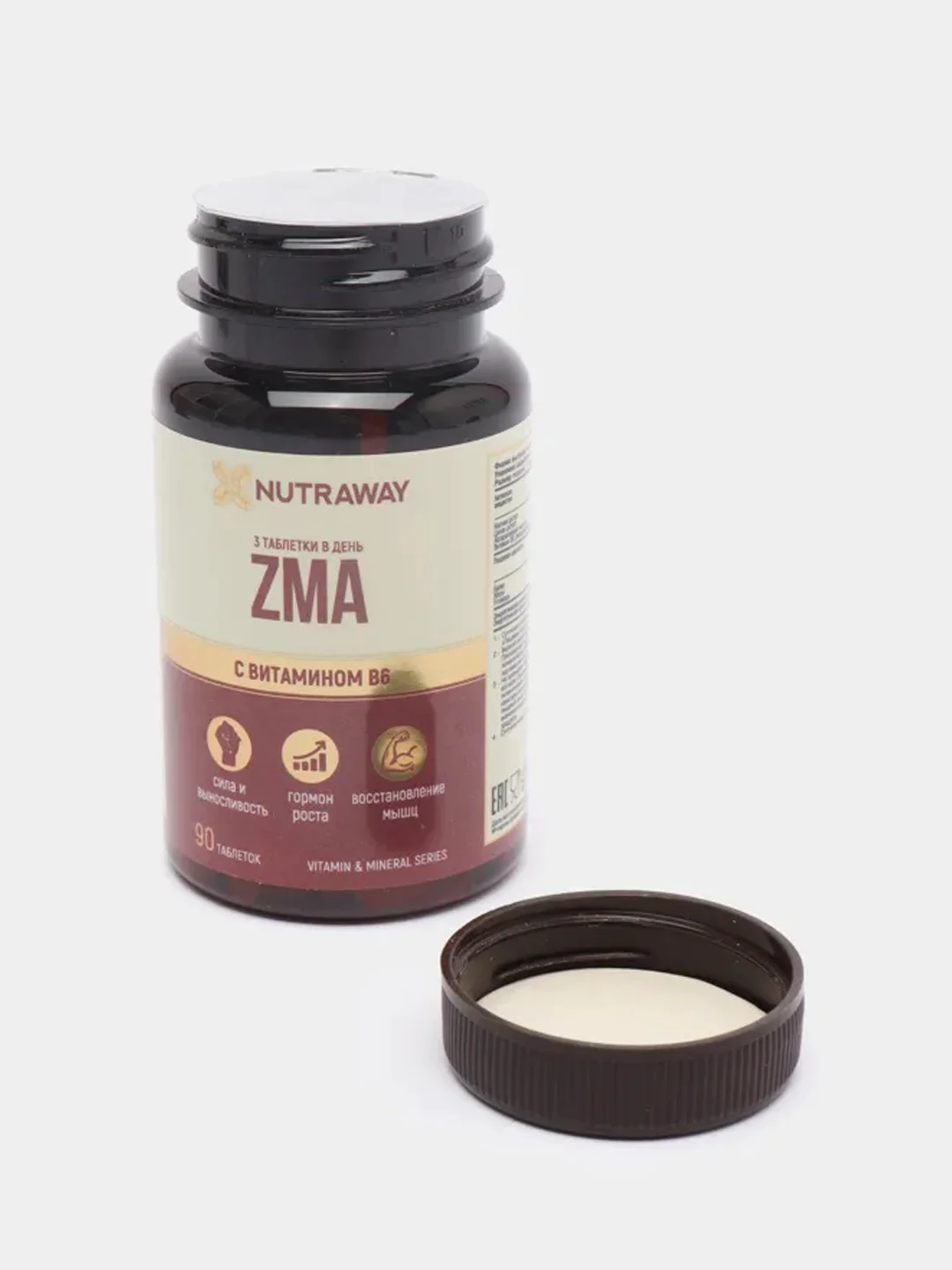 БАД к пище Nutraway ZMA, цинк, магний, аспарагиновая кислота , 90/120 таблеток