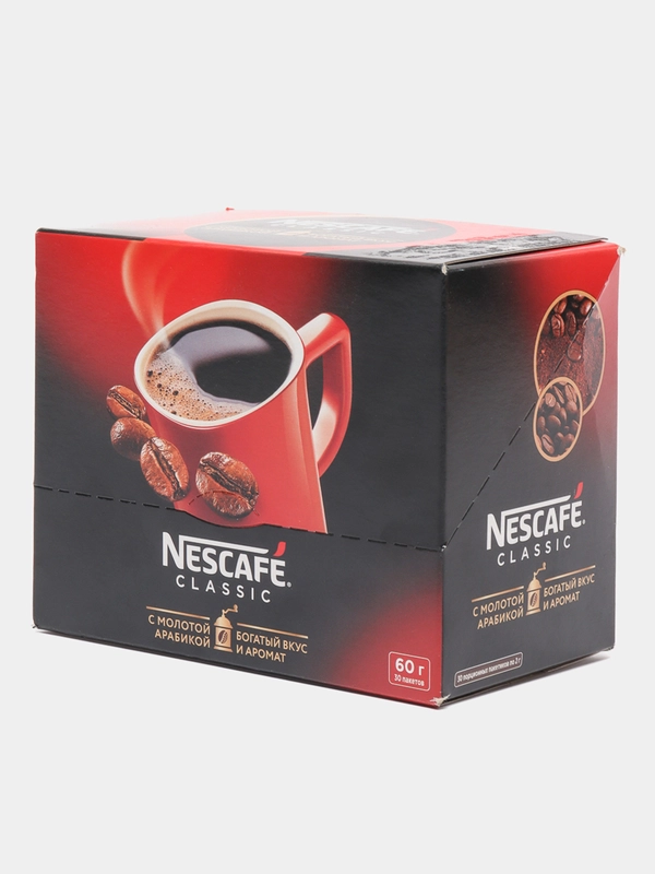 Кофе растворимый Nescafe Classic сублимированный  с молотым кофе, 30 х 2 г