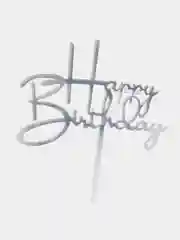 Белый украшение для торта "С днем родждения", топпер "Happy Birthday"
