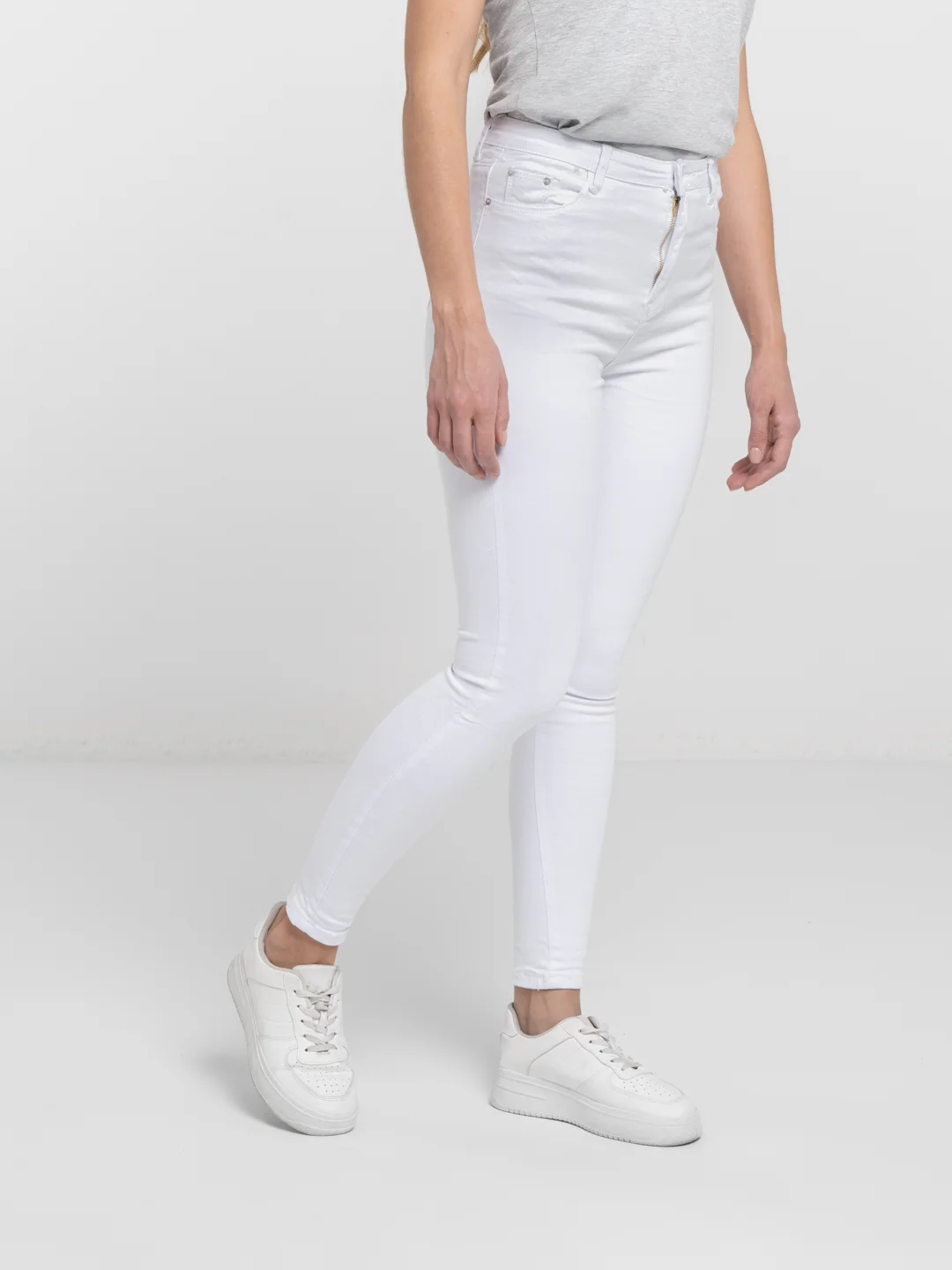 Белый джинсы женские Skinny, утепленные, высокая посадка